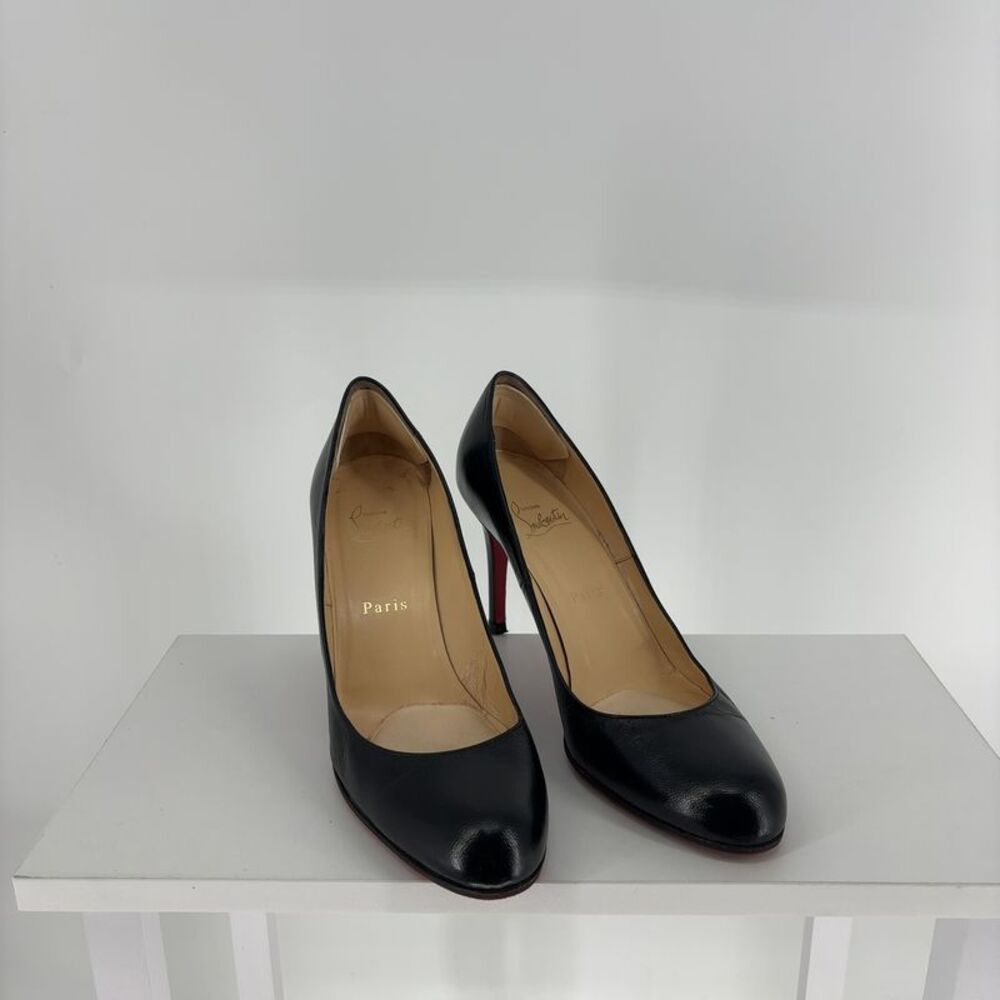 Christian Louboutin Simple Black Heel Red Bottoms, Size 39 Leather